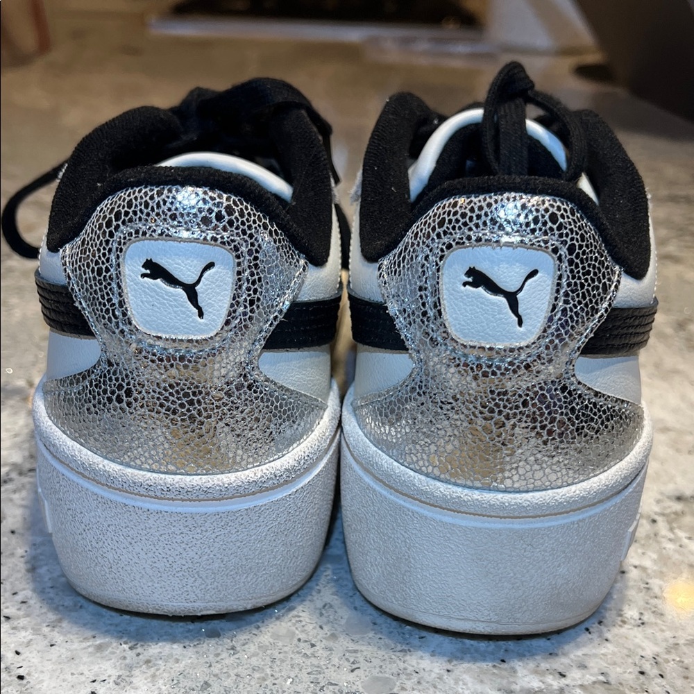 PUMA Club II Era Platform White and Black Sneakers Size 8.5 - Picture 5 of 11